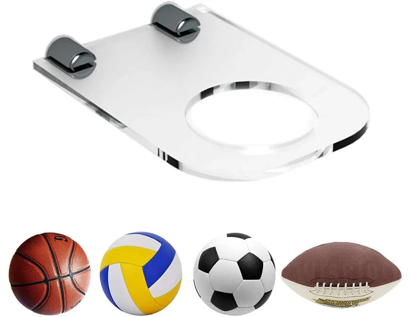 Ball Holder Display Rack, Acrylic Wall Mount Ball Hanger Storage Stand, Invisible Clear Shelf, for Soccer, Basketball