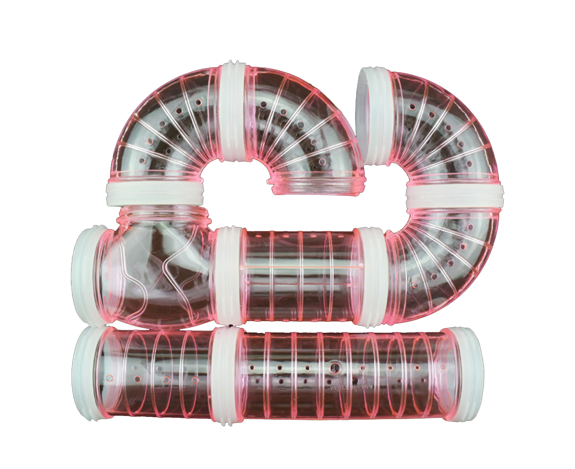 1 Set Hamster Tunnel Detachable Space-saving Plastic Mouse Playground Tunnel Exercise Toy for Guinea Pigs Pink