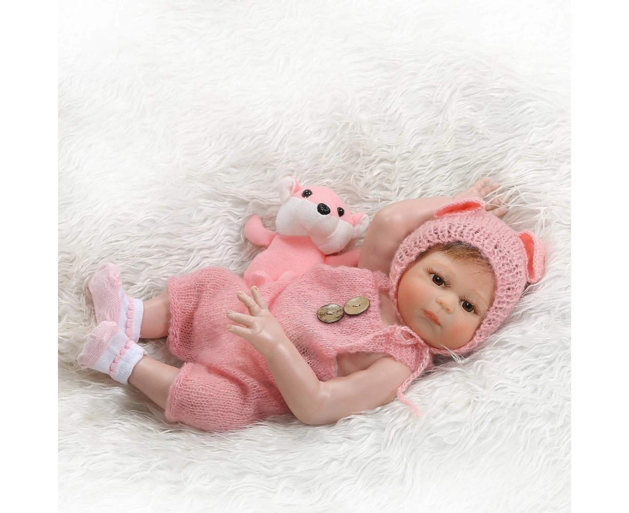 NPK 48CM bebe doll reborn triplets sweet newborn baby doll hand detailed painting pinky look full body silicone