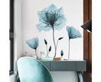 Blue Flower Wall Decals Wall Stickers Peel and Stick Removable Decal Stick DIY Wall Art Murals Home Wall Decor for Bedroom Living Room Classroom Office