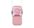 Mini Fan Strong Wind Mute 3 Gears USB Charging Foldable Neckband Handheld Pocket Cooling Fan for Desk - Pink