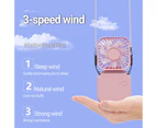 Mini Fan Strong Wind Mute 3 Gears USB Charging Foldable Neckband Handheld Pocket Cooling Fan for Desk - Pink