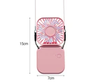 Mini Fan Strong Wind Mute 3 Gears USB Charging Foldable Neckband Handheld Pocket Cooling Fan for Desk - Pink