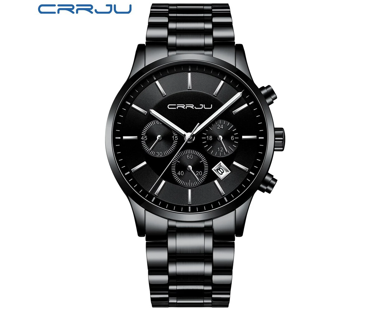 CRRJU New Fashion Mens Watches Top Brand Luxury Stainless Steel Waterproof Sports Chronograph Quartz Watch Men Relogio Masculino