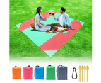 Color Block Waterproof Folding Outdoor Picnic Blanket Camping Beach Cushion Mat Blue + Grey