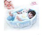 48CM lifelike bebe doll reborn baby doll full body soft silicone flexible cuddly baby in carrying bag sleeping basket newborn ba