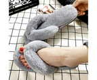 Autumn Winter Women Home Flip Flops Faux Bunny Fur Fluffy Anti-Skid Slippers-Pink