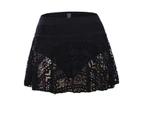 High Elasticity Swimming Skirt Lace Stitching A-line Lightweight Women Swimwear Skirt for Beach-Black