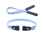 Elastic Belt Buckle-Free Adjustable Faux Leather Men Women Hassle Strap Band Accessory - Light Blue