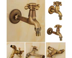 Antique Brass Copper Wall Mounted Faucet Bathroom Sink Washing Machine Water Tap-Antique Bronze Short