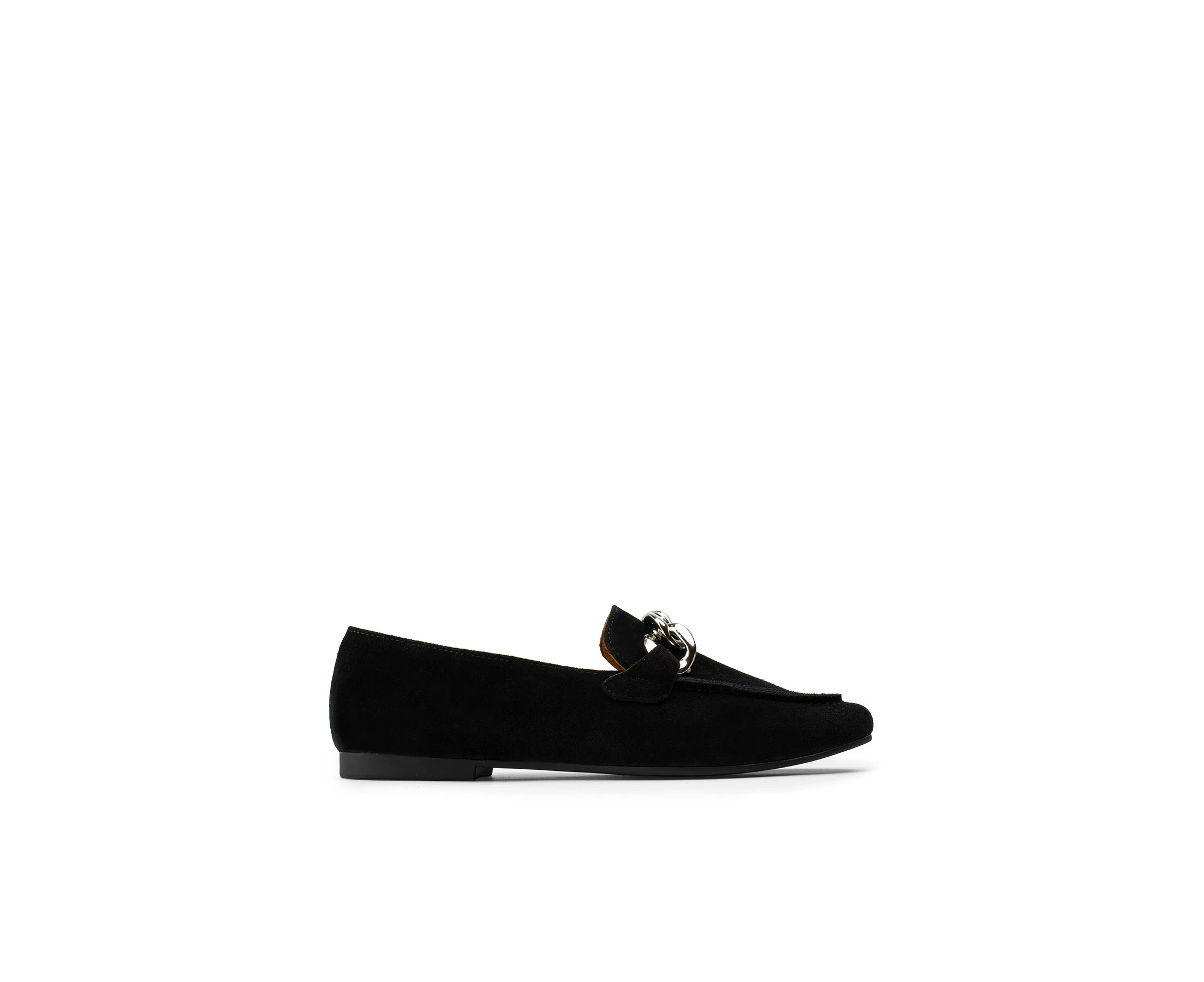 andfashiontrends Women's Black Suede Leather Buckle Penny Loafers