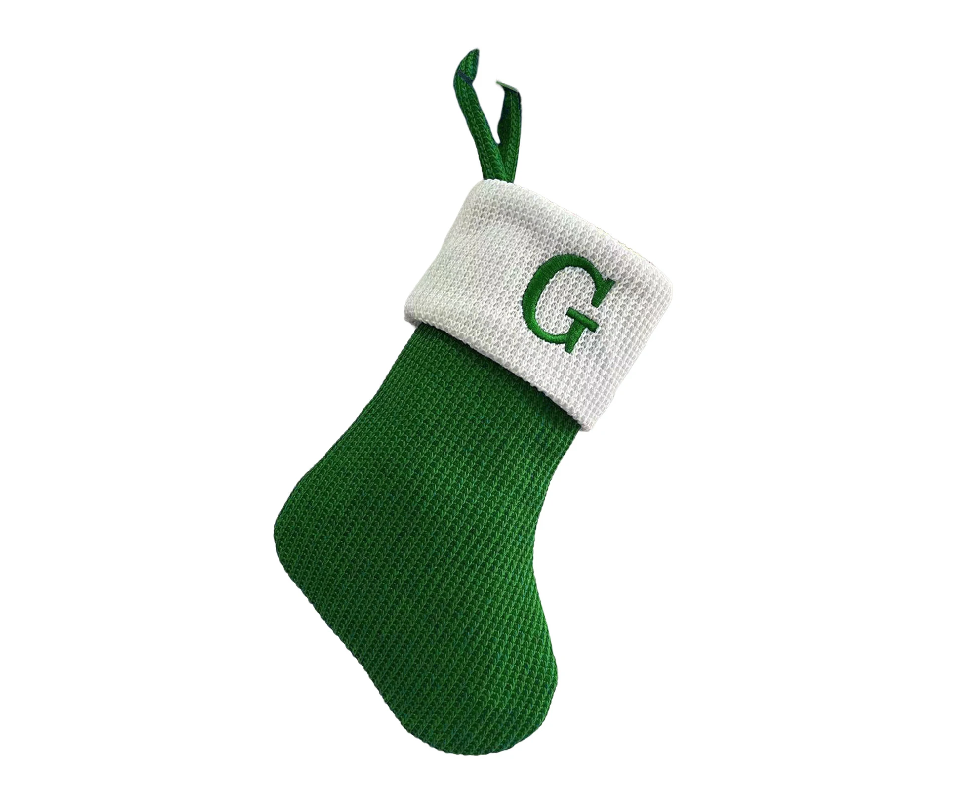 Christmas Stocking Reusable Multipurpose Festive Washable Candy And Gift Large Capacity Letter Embroidery Hanging Socks Gift Bags for Home - Green