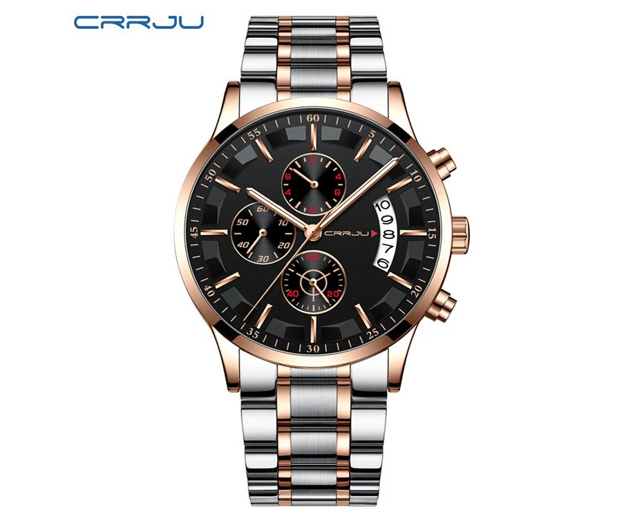 CRRJU Men's Watches Fashion Mens Watches Top Brand Luxury Sport Rose Gold Quartz Wrist watch Men Clock Relogio Masculino