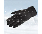 1 Pair Riding Gloves Full Finger Touch Screen Autumn Winter Coldproof Pure Color Gloves for Skiing - Black