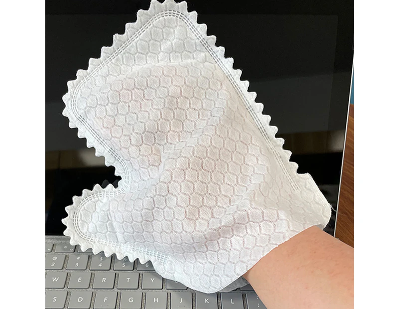 10Pcs Disposable Fish Scale Design Cleaning Gloves Non Woven Fabric Rhomboid Surface Dishwashing Gloves for Kitchen-White