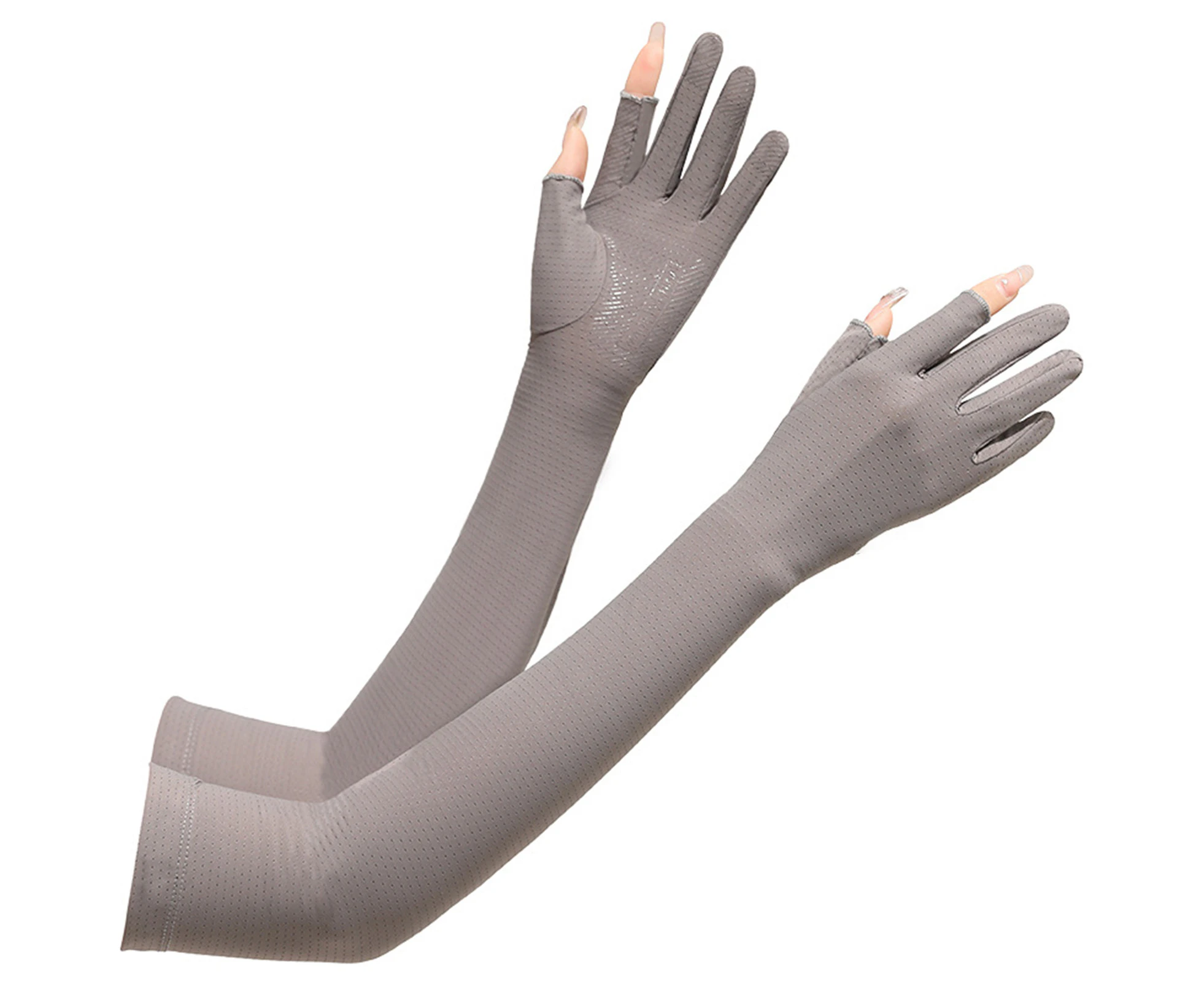 1 Pair Arm Gloves Fitted Washable Thin Unisex No Constraint Slimming Sunscreen Anti-UV Sleeves Cover for Vacation - Grey