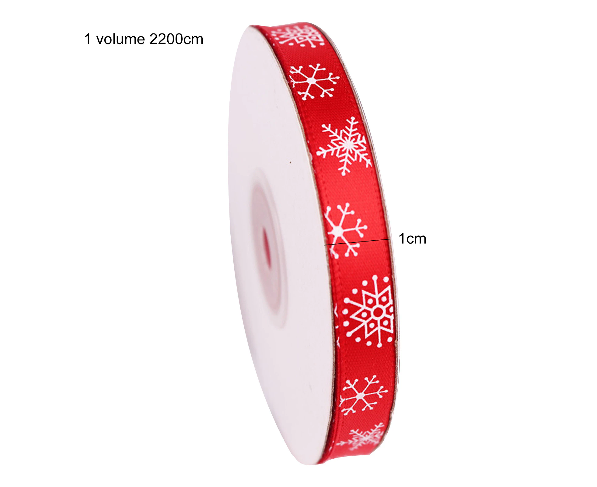 22m Christmas Ribbon White Snowflake Bright Color Thicker Slim DIY Gift Packing Reusable Bowknot Making Xmas Tree Ribbon Roll for Festival - Red