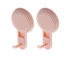 2Pcs Plastic Kitchen Bathroom Traceless Back Adhesive Towel Hanger Sticky Hooks-Pink #