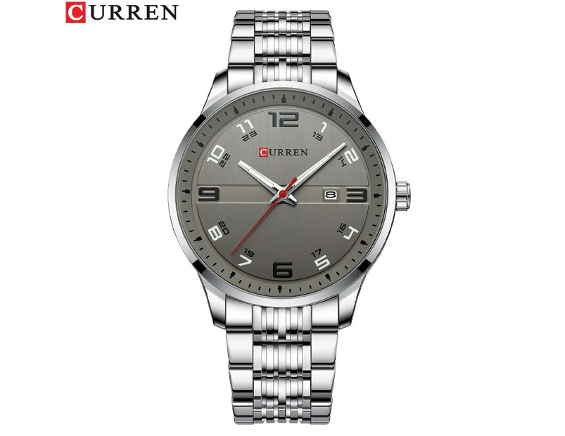 CURREN   Men's Watches with Auto Date Casual Business Quartz Stainless Steel Band Wristwatches Luminous Hands Clock Male Black