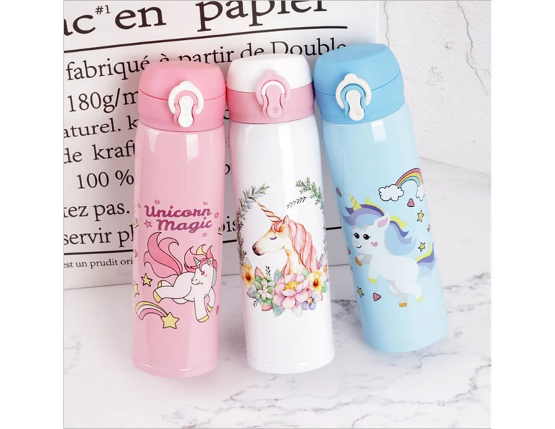 Water Bottles 500ml Capacity Drinking Water Cartoon Unicorn Stainless Steel Vacuum Flasks Water Bottle Kids Gift -10