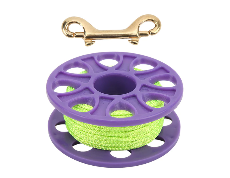 Dive Reel Fluorescent Green Line Plastic Material Copper Double Ended P Hook 30 Meters Cable Length Diving Reelspurple