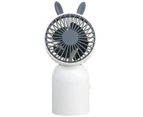 Portable Fan Mute Strong Wind Rechargeable Cute Rabbit Ear Outdoor Mini Handheld Cooling Fan for Travel - White