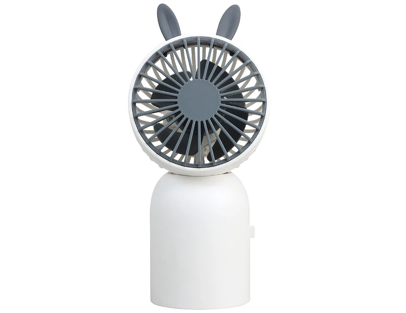 Portable Fan Mute Strong Wind Rechargeable Cute Rabbit Ear Outdoor Mini Handheld Cooling Fan for Travel - White