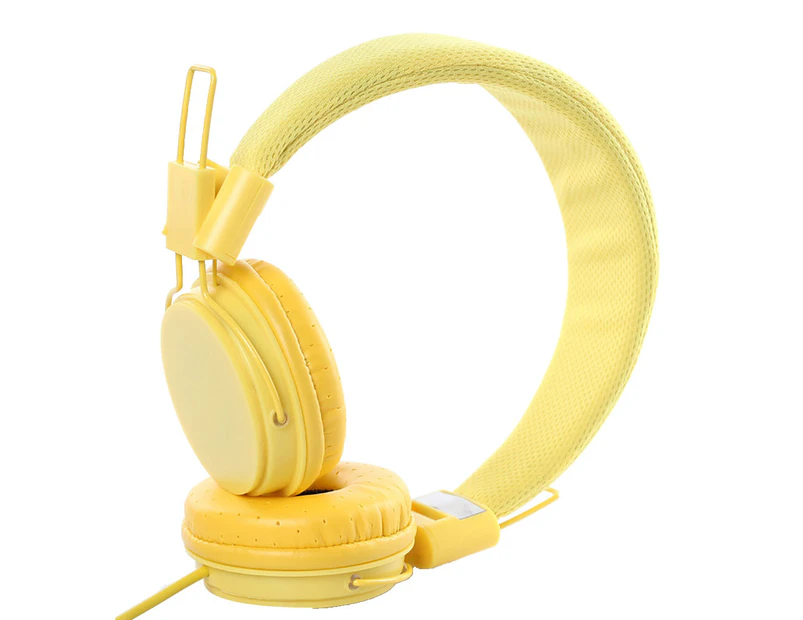 3.5mm Wired Universal Stretchable Folding Over-Ear Headphone Stereo Headset - Yellow