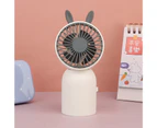 Portable Fan Mute Strong Wind Rechargeable Cute Rabbit Ear Outdoor Mini Handheld Cooling Fan for Travel - White