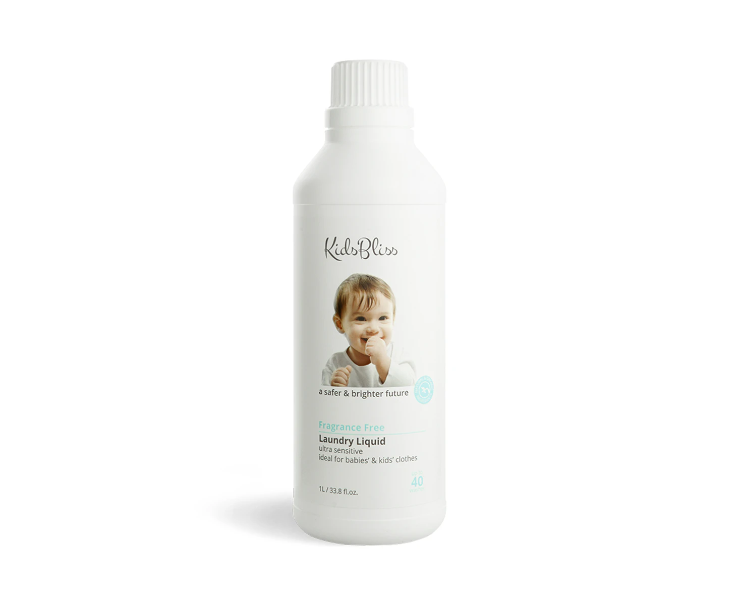 KidsBliss Laundry Liquid Fragrance Free 1L Plant based Safe and Gentle no irritation No enzyme Grey Water Safe Vegan Friendy Environmental Friendly