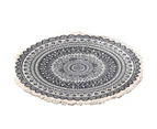 Round Area Rug with Tassel Polyester Convenient Storage Floor Carpet for Bedroom - 1