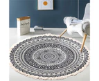 Round Area Rug with Tassel Polyester Convenient Storage Floor Carpet for Bedroom - 1