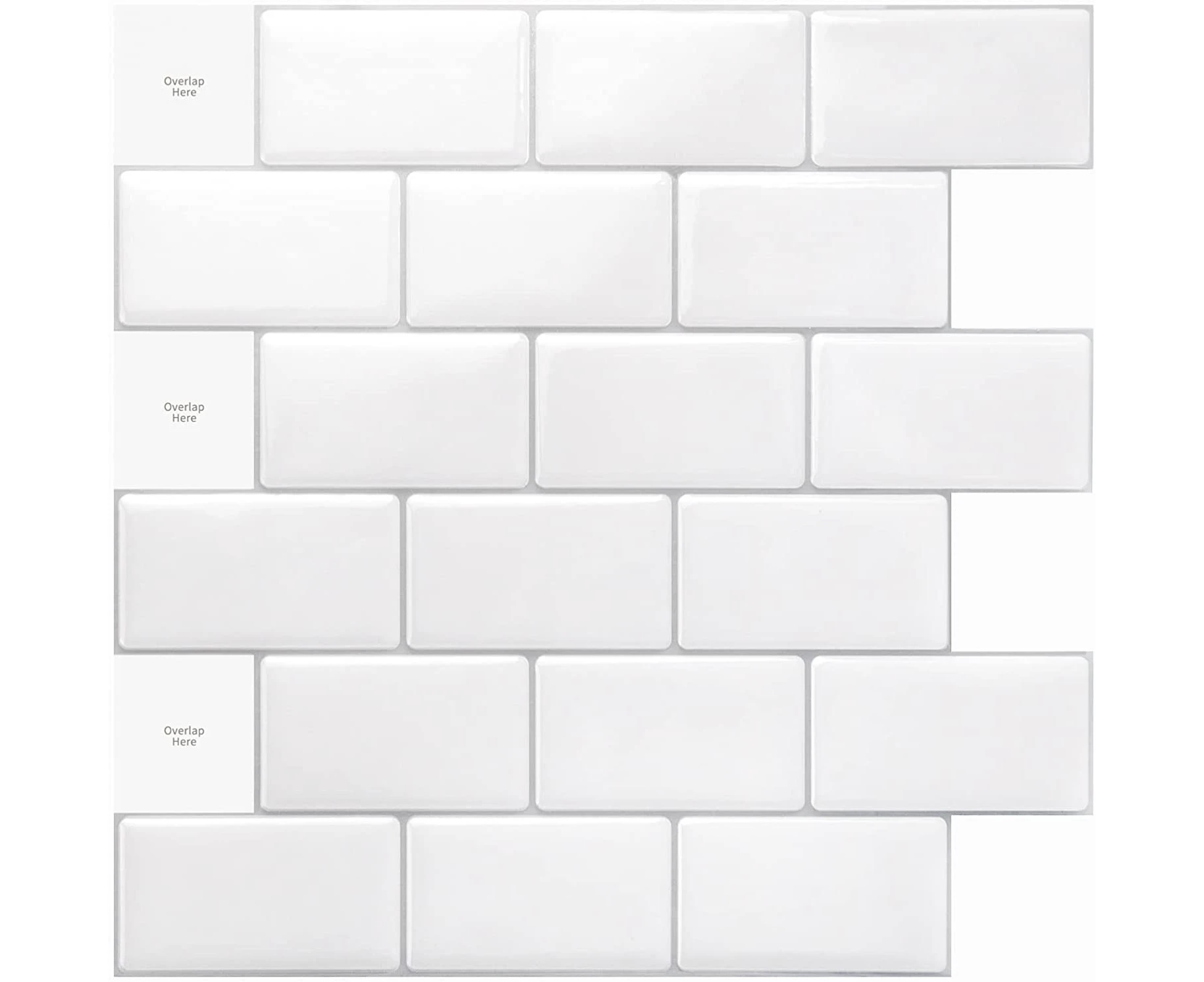 10 Sheets Tile Stickers 30*30cm 3d Premium Peelable Backsplash White for Kitchen Bathroom