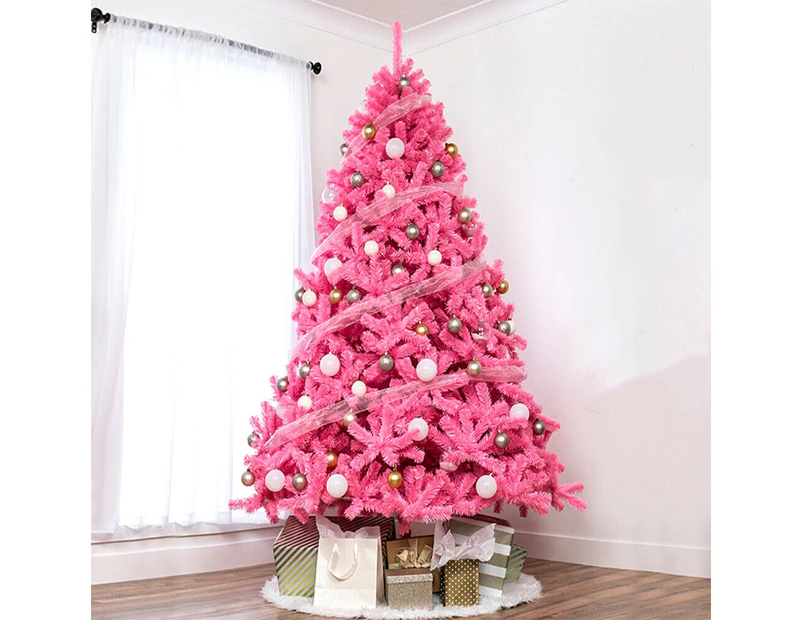 5ft/1.5M Pink Christmas Tree Fluffy Tips Metal Stand Easy Assemble Xmas