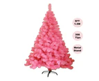 5ft/1.5M Pink Christmas Tree Fluffy Tips Metal Stand Easy Assemble Xmas