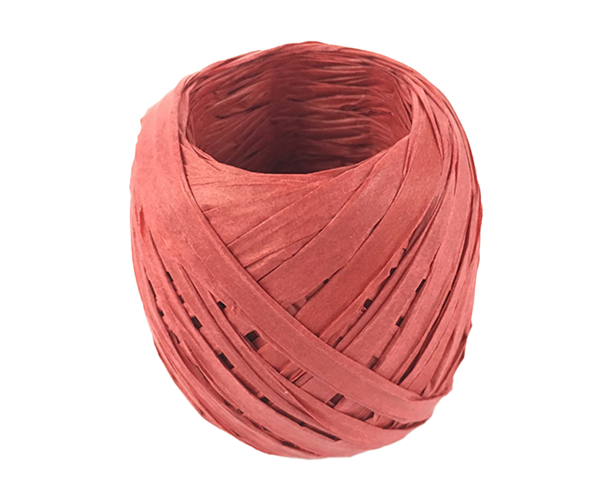 1 Roll Paper Ribbon Wear-resistant Multi-Purpose 17 Colors Raffia Ribbon Paper Rope for Gift - Bright Red