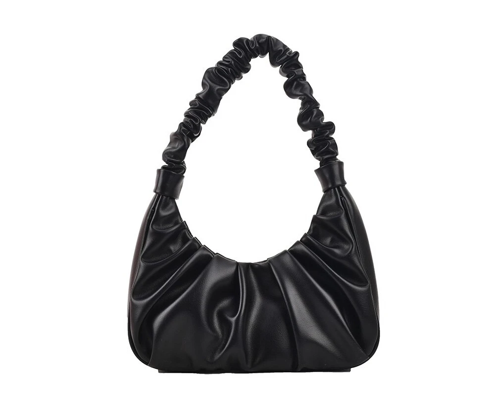 Vintage Shoulder Bags For Women Small Handbag And Purse Soft Leather Retro Hobo Shoulder Purses Fashion Women Armpit Bag Black