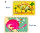Children Wooden Double-Sided Cartoon Dinosaur Jigsaw Puzzle Early Education Toy-4