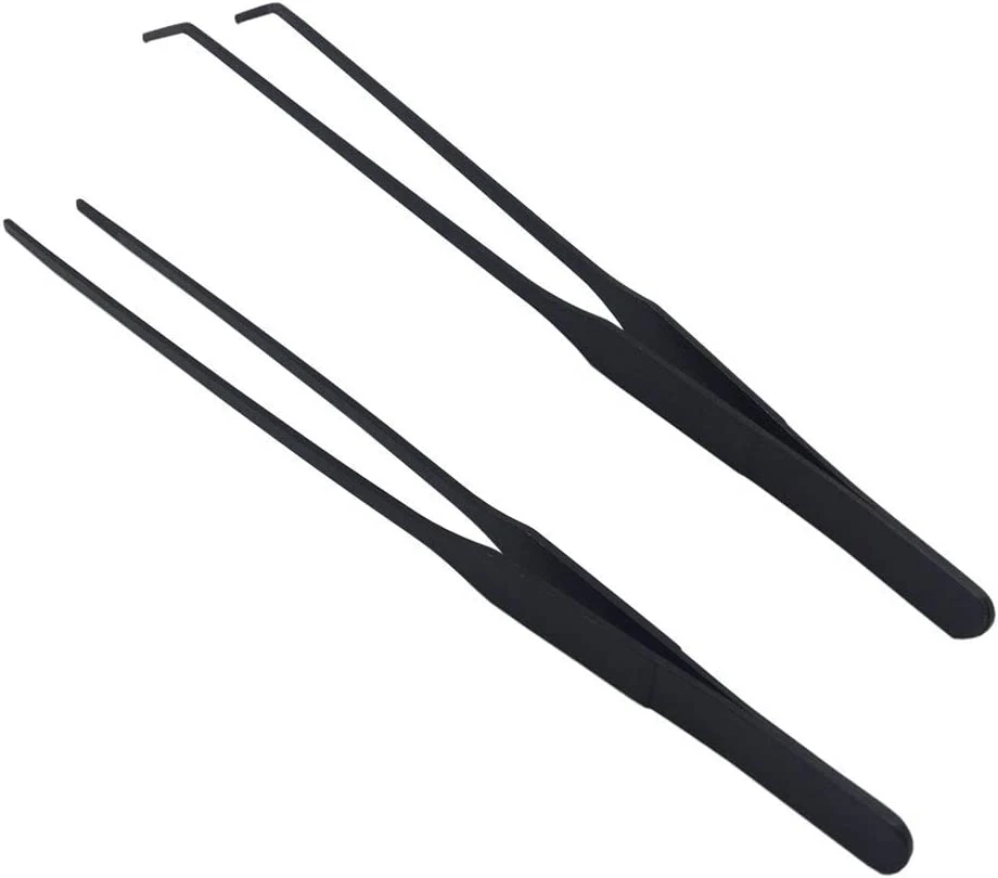 Aquarium Stainless Steel Straight And Curved Tweezers,10.5 Inch Black