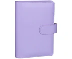 A6 PU Leather Notebook Binder Refillable 6 Ring Binder for A6 Filler Paper, Loose Leaf Personal Planner Binder Cover with Magnetic Buckle, Purple