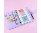 A6 PU Leather Notebook Binder Refillable 6 Ring Binder for A6 Filler Paper, Loose Leaf Personal Planner Binder Cover with Magnetic Buckle, Purple