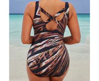 Monokini Plus Size Gradient One-piece Comfortable Summer Bathing Suit for Beach-Coffee