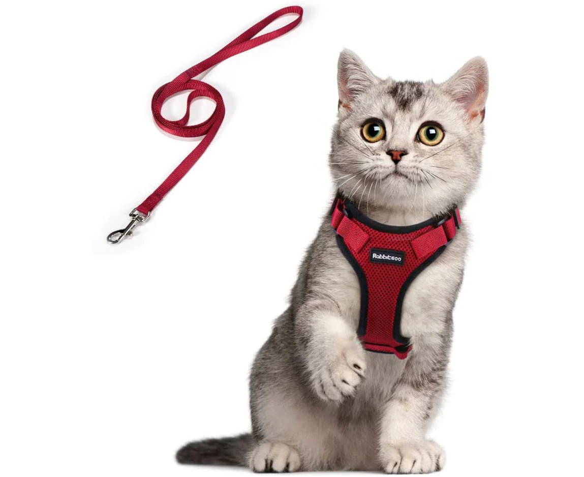 Cat Harness Small Dog Leash Adjustable Kitten Harness Red XS Reflective Cat Harness Collar Breathable Vest