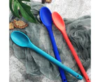 One Piece Design Food Stirring Cooking Tool Silicone Long Handle Mixing Spoon-Blue