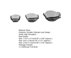 3Pcs Dollhouse Fruit Bowl Simulated Realistic Transparent Miniature Snack Candy Tray Kitchen Furniture Model for Gifts - Black Gray