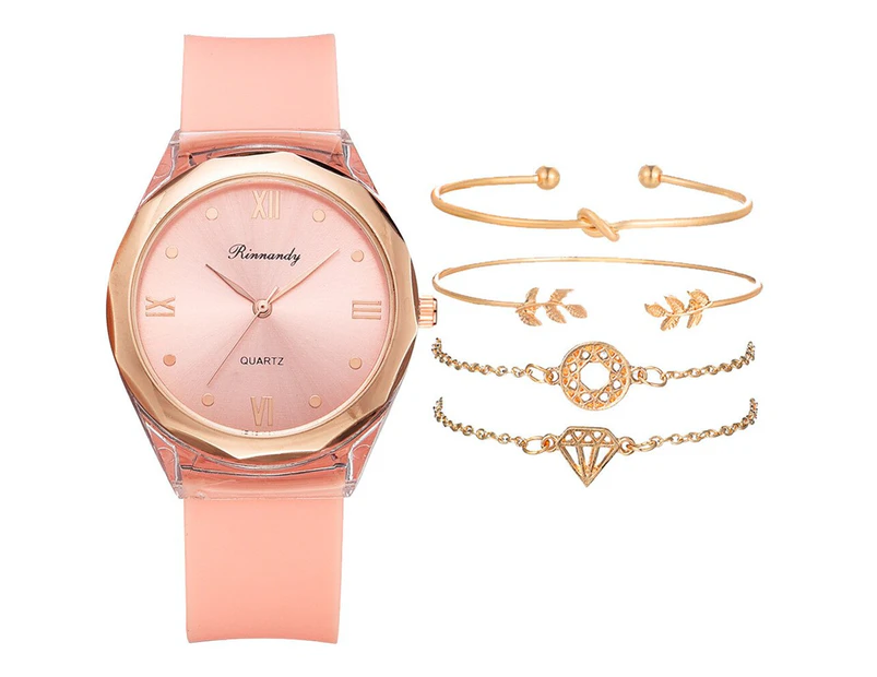 Simple Transparent plastic White Watches Women Fashion Casual Silicone strap Ladies Wristwatches Rome Dial Female Quartz Clock - Orange of Bracelet