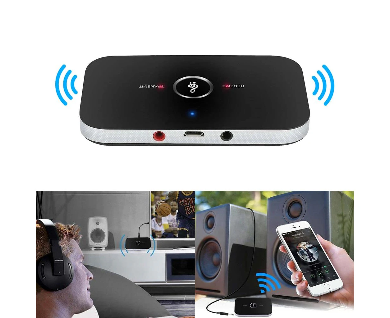 Bluetooth Audio Adapter,4.1 Transmitter and Receiver,2-in-1 3.5mm