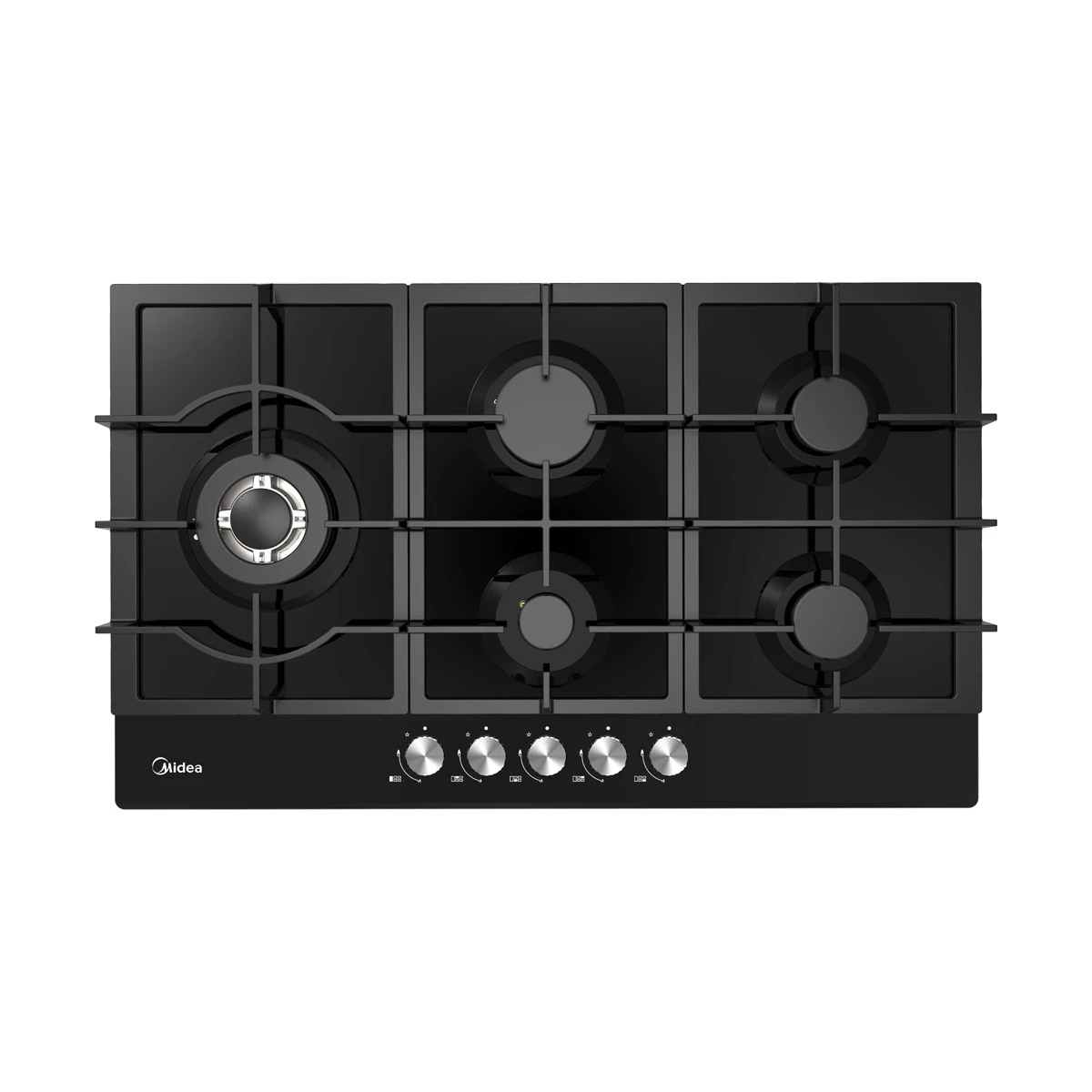 Midea 90cm Gas Glass Cooktop with 5 Burners Black