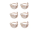 6Pcs/Set Creative Skeleton Hand Napkin Ring Exquisite Horror Alloy Napkin Holder for Halloween-Rose Gold