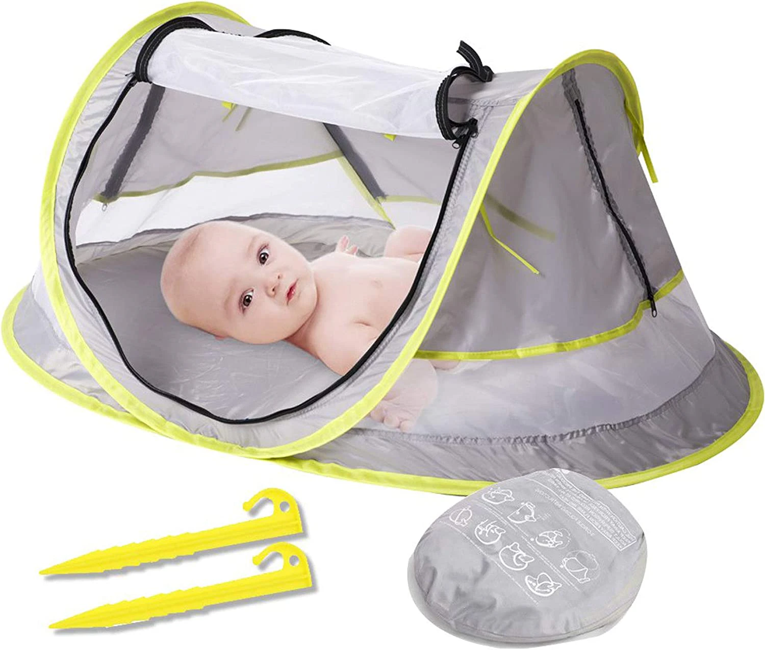 Portable Pop Up Baby Beach Tent, Travel Bed With 2 Pegs